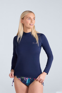Lillie Womens Long Sleeve Rash Vest - Dark Blue