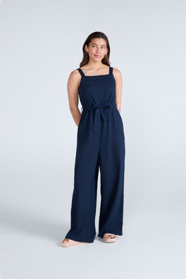 Becca Womens Linen Jumpsuit - Navy
