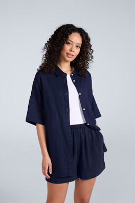 Nova Womens Linen Shirt - Navy