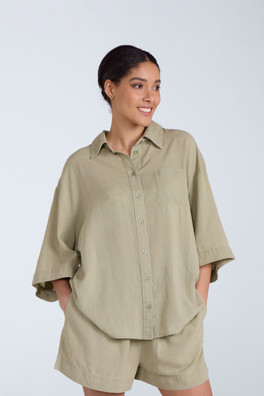Nova Womens Linen Shirt - Pale Green