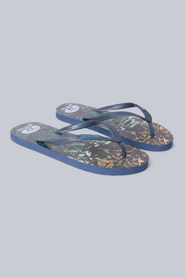 Oceana Mens Printed Flip Flops - Dark Grey