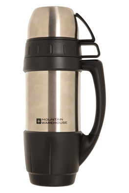 1L Flask and 2 Cup Set - Silver