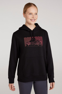 Printed Womens Ombre Mountain Hoodie - Black