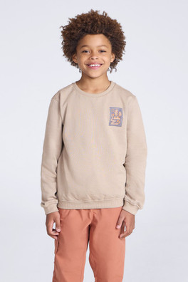Crew Neck Kids Sweatshirt - Light Khaki