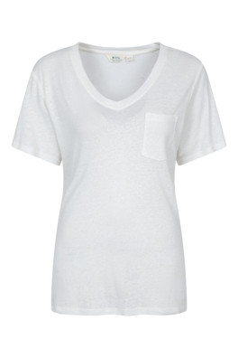 Linen Blend Womens Slub T-Shirt - Cream