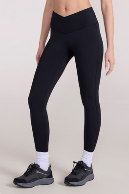 Wrap Waist Womens Leggings - Black