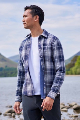 Sandalwood Mens Fleece Lined Long-Sleeve Overshirt - Blue