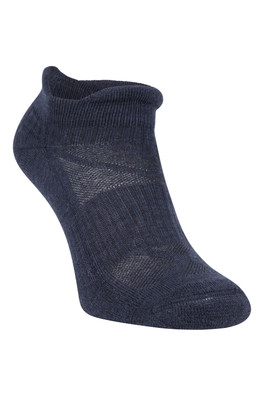 Seamless Mens Merino Anti-Blister Trainer Socks - Navy