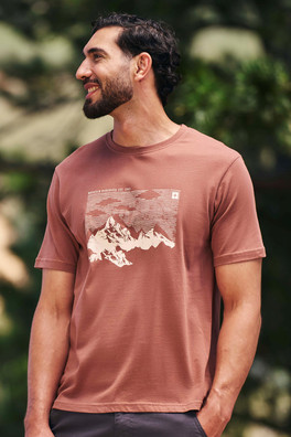 Mountain Sketch Mens T-Shirt - Burgundy