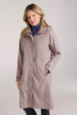 Jade Womens Lightweight Long Waterproof Jacket - Taupe