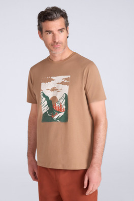 Mountain Sketch Mens T-Shirt - Rust