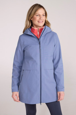 April Womens Longline Waterproof Jacket - Blue