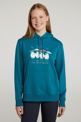 Great British Weather Womens Regular Fit Hoodie - Teal