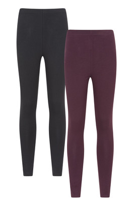Womens Cotton Blend Midweight Leggings Multipack - Berry
