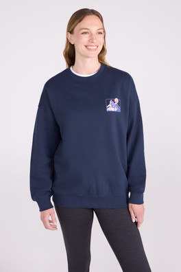 Printed Womens Relaxed Fit Sweatshirt - Dark Blue