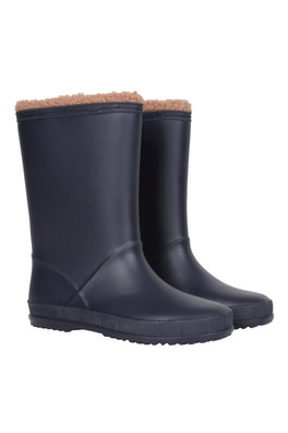 Snow Warm Lined Kids Wellie - Navy