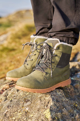 Chestnut Borg Kids Waterproof Casual Boots - Khaki