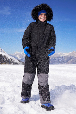 Piste Kids Waterproof Parka Snowsuit - Black