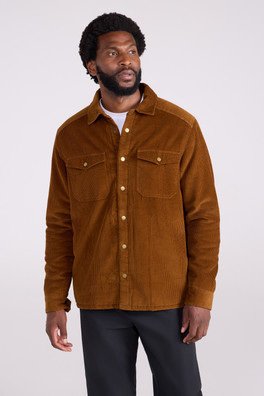 Chiswick Mens Cord Borg Lined Overshirt - Tan