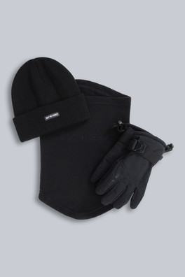 Polar Kids Waterproof Ski Glove & Accessories Set - Black