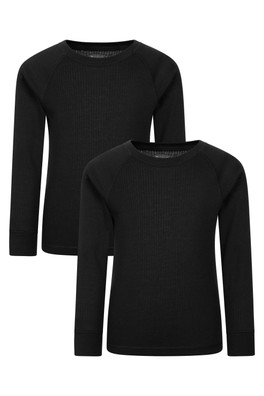 Talus Kids Round Neck Base Layer Top Multipack - Black