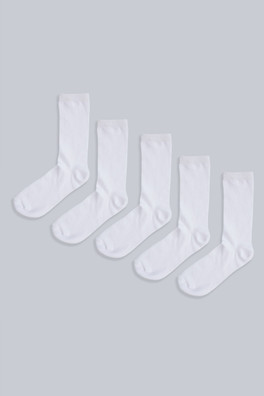Haiden Cotton Rich Mid-Calf Socks- 5 Packs - White