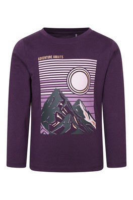 Gold Foil Mountain Kids Printed Tee - Purple