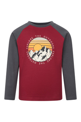 Explore Mountains Kids Printed Tee - Red