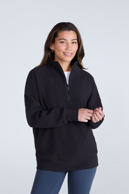 Ottoman Womens Half Zip Sweatshirt - Black
