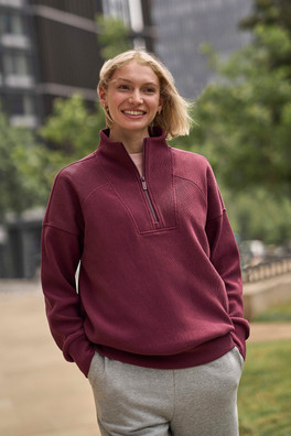 Ottoman Womens Half Zip Sweatshirt - Burgundy