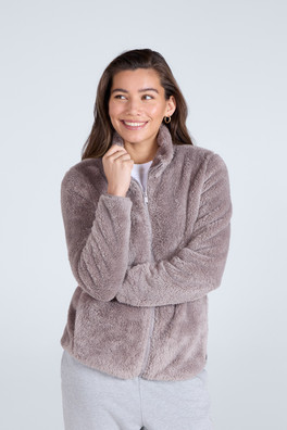Teddy Womens Full Zip Fleece - Taupe