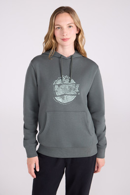 Printed Mountain Ring Womens Regular Fit Hoodie - Dark Khaki