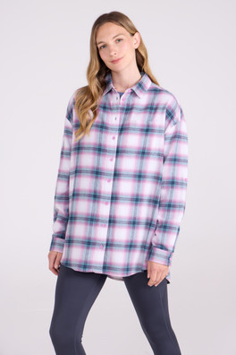 Elm Brushed Flannel Relaxed Fit Long Sleeve Womens Shirt - Grey