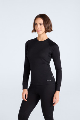 Womens Merino Long Sleeve Baselayer Top - Black
