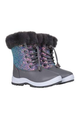Fizz Kids Waterproof Fur Lined Snow Boots - Silver
