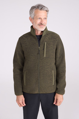 Hayfield Mens Fur Lined Full Zip Fleece - Khaki