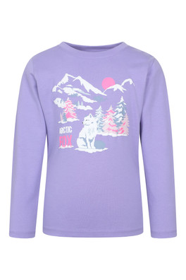 Kids Arctic Fox Printed Long Sleeve Top - Lilac