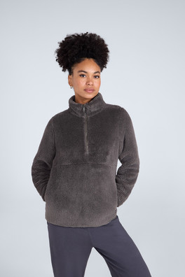 Teddy Womens Half Zip Fleece - Khaki