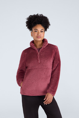 Teddy Womens Half Zip Fleece - Pink