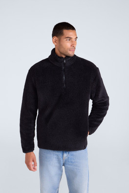 Teddy Mens Half Zip Fleece - Jet Black