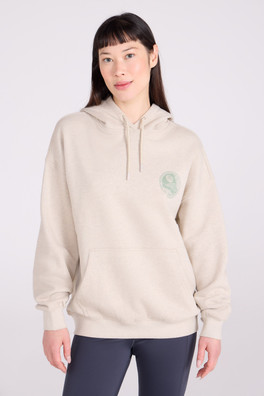 Printed Mountain Collage Womens Relaxed Fit Hoodie - Beige