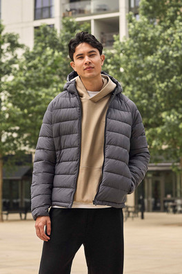 Light Cloud Cosi Marl Hooded Mens Padded Jacket - CHA