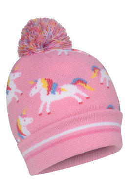 Character Kids Fur Lined Pom Beanie - Pink