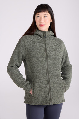 Hayfield Fur Lined Melange Womens Full Zip Fleece - Khaki