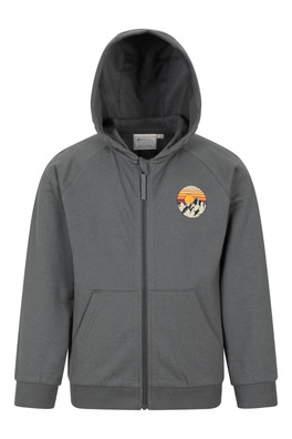 Sunset Mountain Kids Full Zip Hoodie - Charcoal