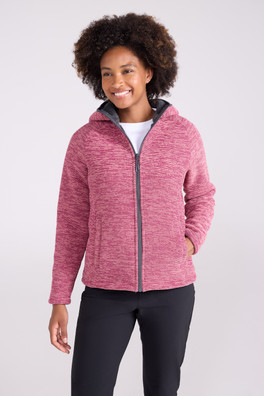 Hayfield Fur Lined Melange Womens Full Zip Fleece - Pink