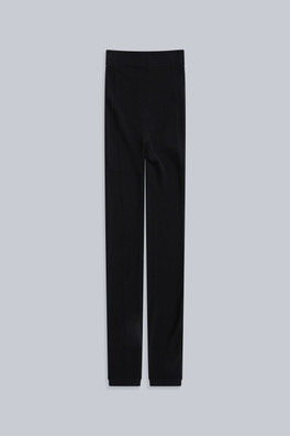 Fleece Lined Ribbed Womens Leggings - Black