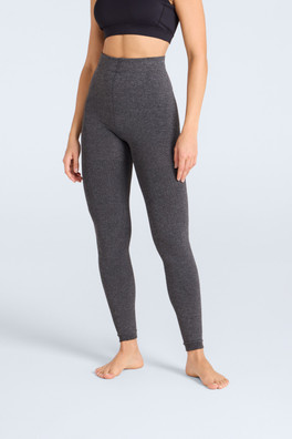 Fleece Lined Ribbed Womens Leggings - Charcoal