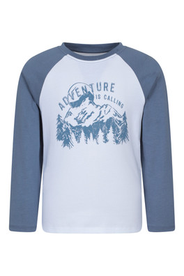 Adventure Mountain Kids Longsleeve Printed Tee - White
