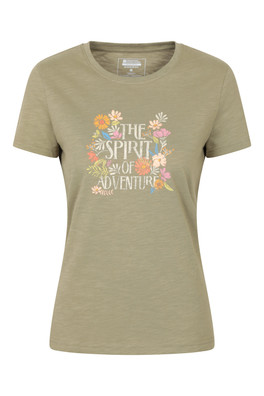 Printed Womens Spirit of Adventure T-Shirt - Khaki
